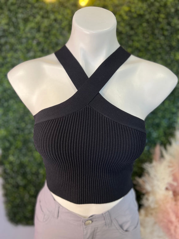 X Neck Crop Top