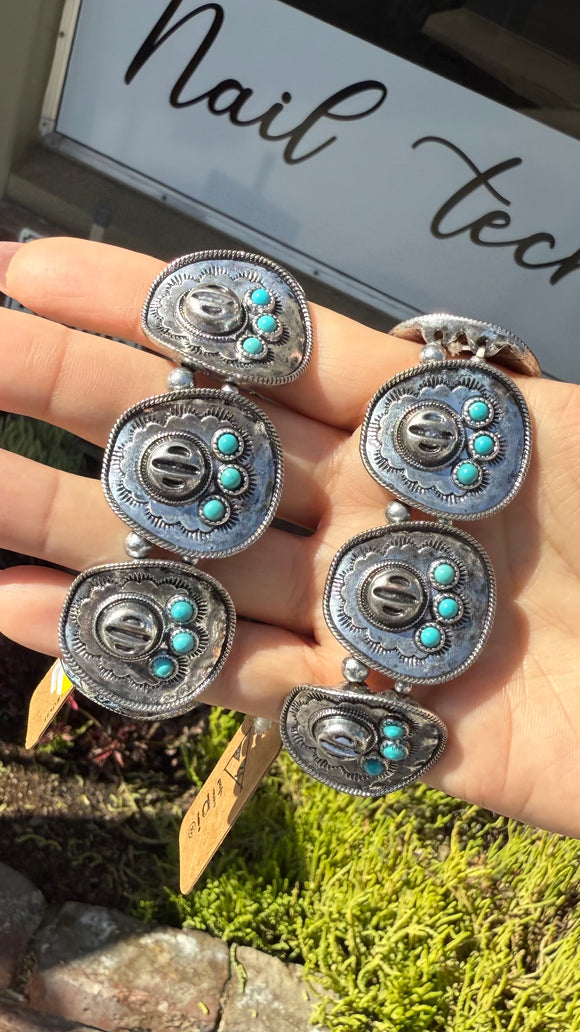 Cowboy Hat Bracelet  with Blue Studs