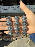 Concho Bracelet with Blue Studs