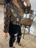 SNAKE PRINT Long Sleeve Blouse